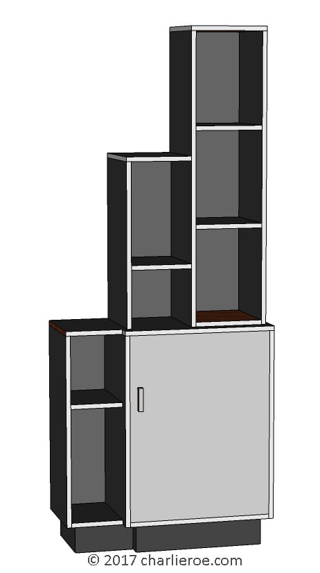 new Art Deco Stepped 'Skyscraper' style painted lacquered bookcase display unit drinks cabinet