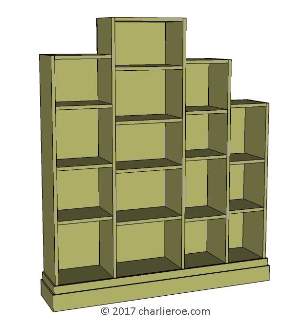 new Art Deco stepped Skyscraper style bookcase storage cabinet cupboard