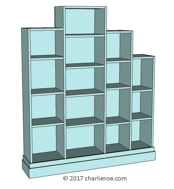 new Art Deco stepped Skyscraper style bookcase storage cabinet cupboard