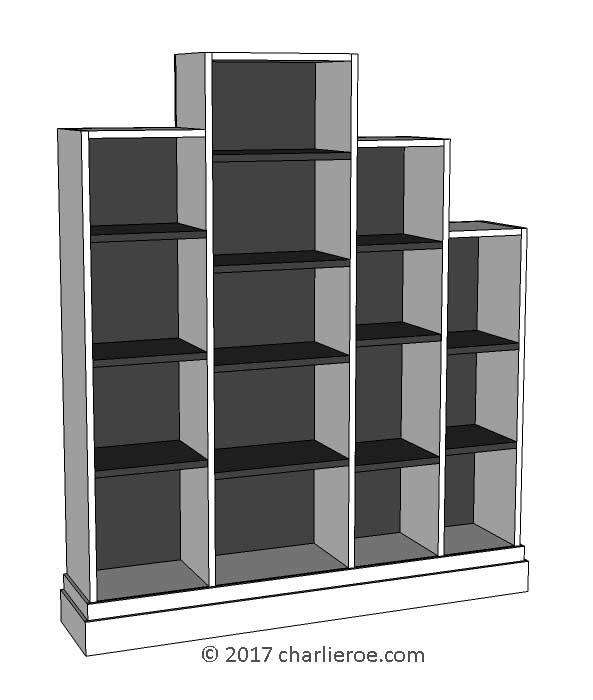 new Art Deco stepped Skyscraper style bookcase storage cabinet cupboard