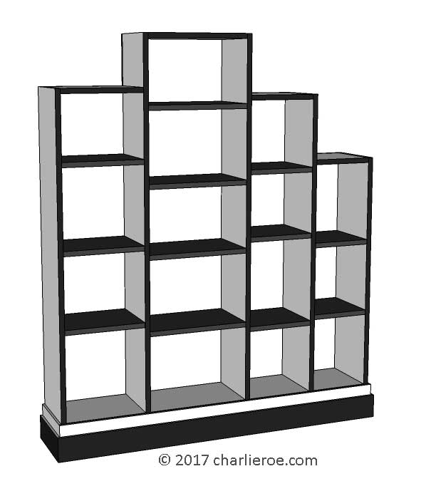 new Art Deco stepped Skyscraper style bookcase storage cabinet cupboard