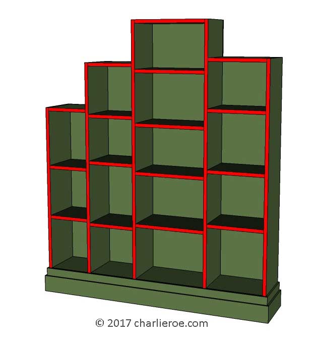 new Art Deco stepped Skyscraper style bookcase storage cabinet cupboard
