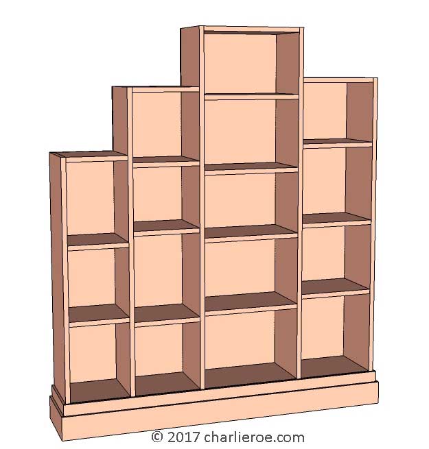 new Art Deco stepped Skyscraper style bookcase storage cabinet cupboard