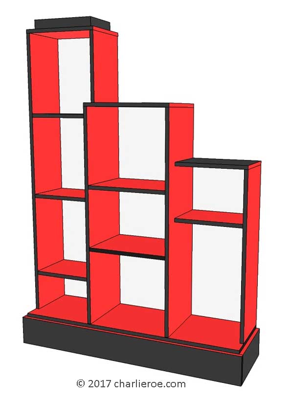 new Art Deco stepped Skyscraper style bookcase display unit