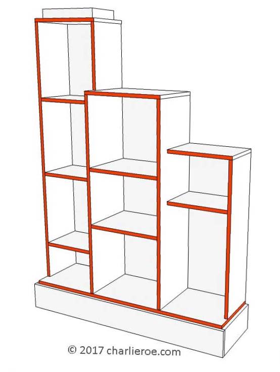 new Art Deco stepped Skyscraper style bookcase display unit