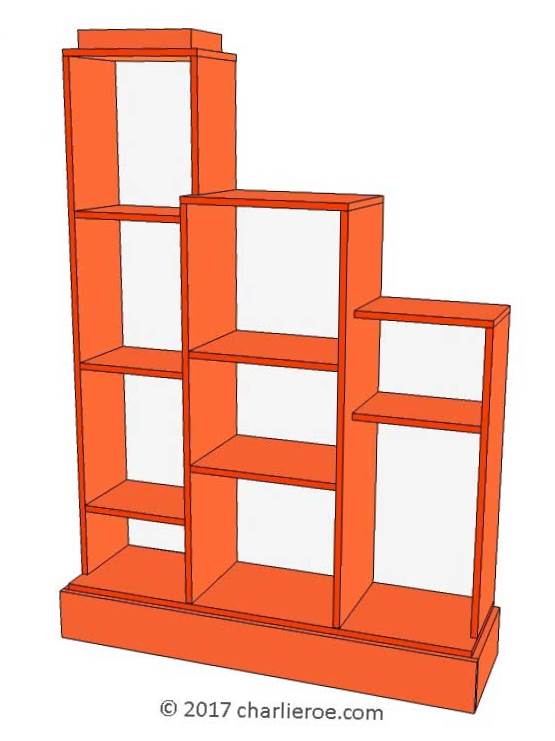 new Art Deco stepped Skyscraper style bookcase display unit