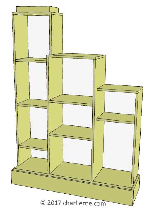 new Art Deco stepped Skyscraper style bookcase display unit
