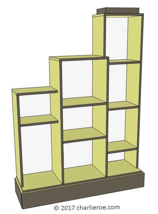 new Art Deco stepped Skyscraper style bookcase display unit