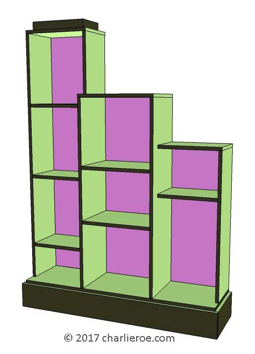 new Art Deco stepped Skyscraper style bookcase display unit