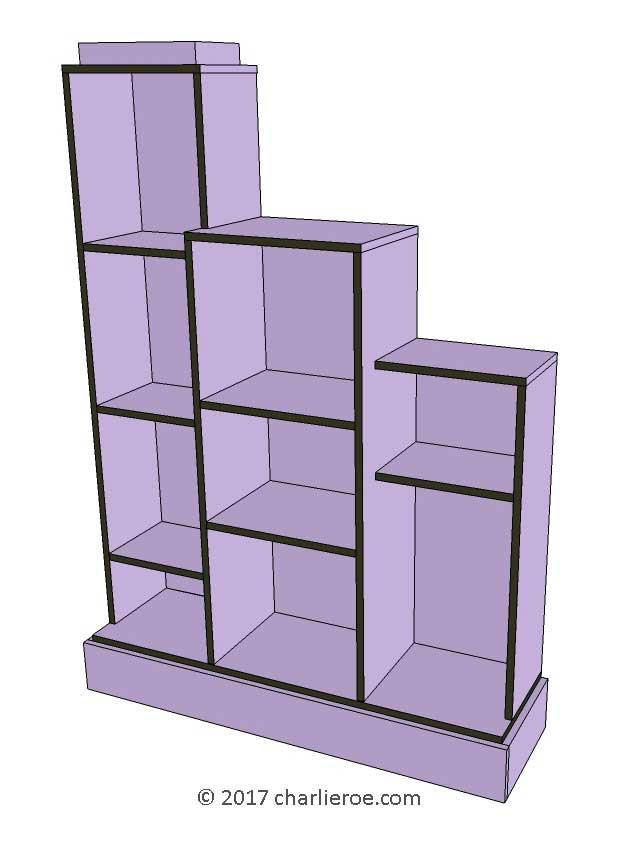 new Art Deco stepped Skyscraper style bookcase display unit