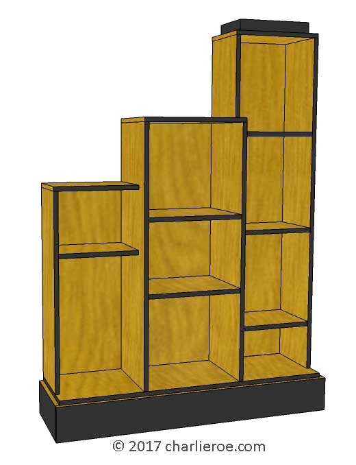 new Art Deco stepped Skyscraper style bookcase display unit