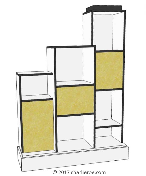 new Art Deco stepped Skyscraper style bookcase display unit