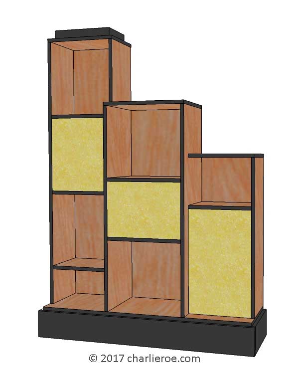 new Art Deco stepped Skyscraper style bookcase display unit
