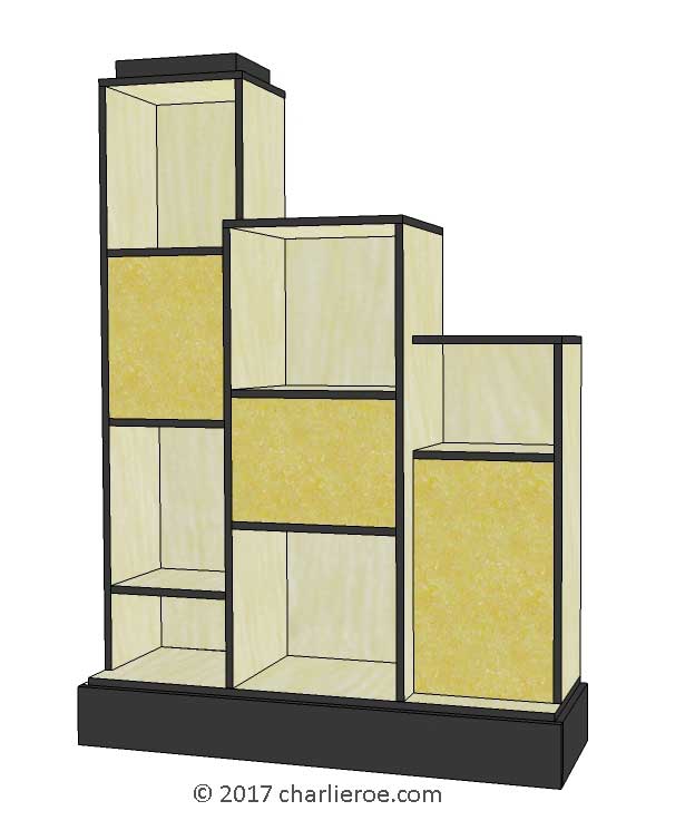 new Art Deco stepped Skyscraper style bookcase display unit