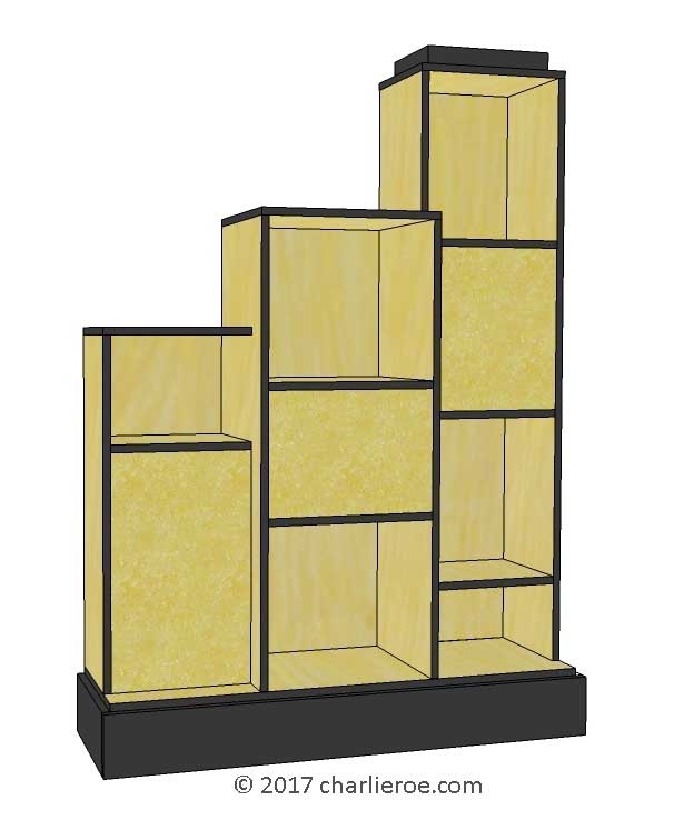 new Art Deco stepped Skyscraper style bookcase display unit