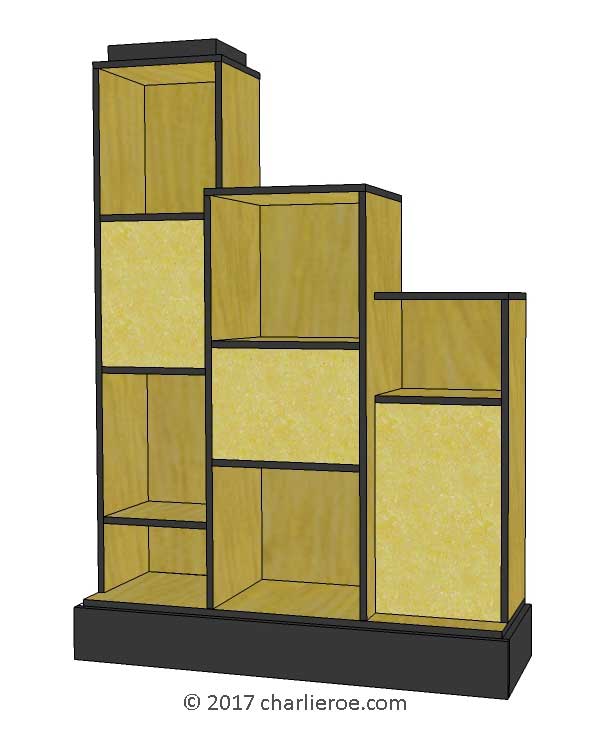 new Art Deco stepped Skyscraper style bookcase display unit