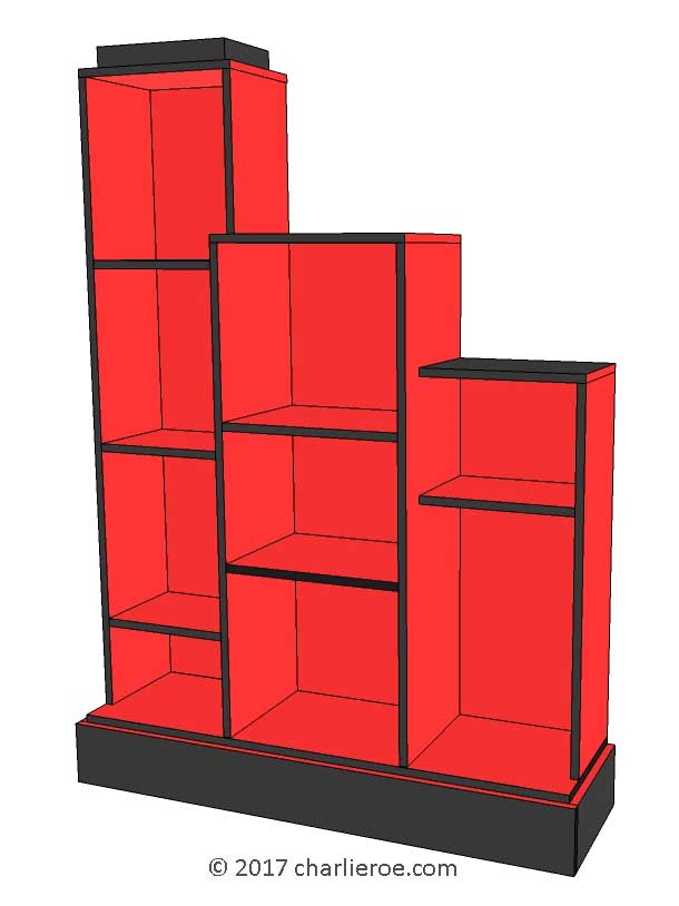 new Art Deco stepped Skyscraper style bookcase display unit