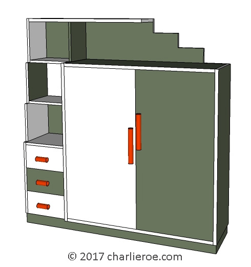 new Art Deco stepped Skyscraper style bookcase storage cabinet cupboard