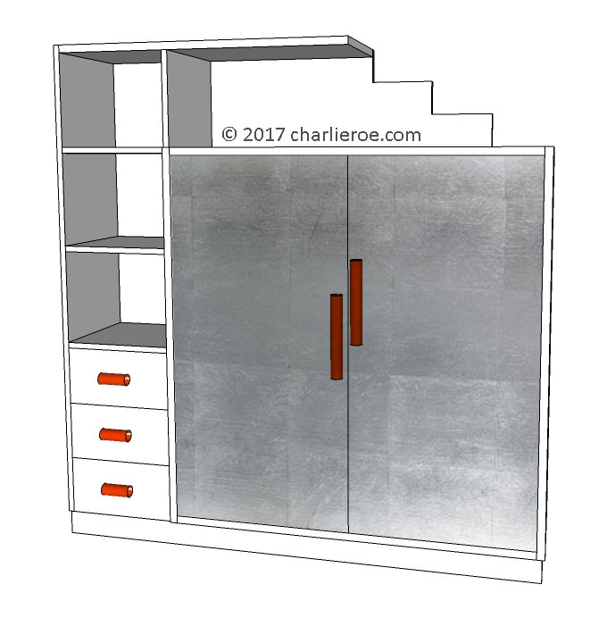 new Art Deco stepped Skyscraper style bookcase storage cabinet cupboard