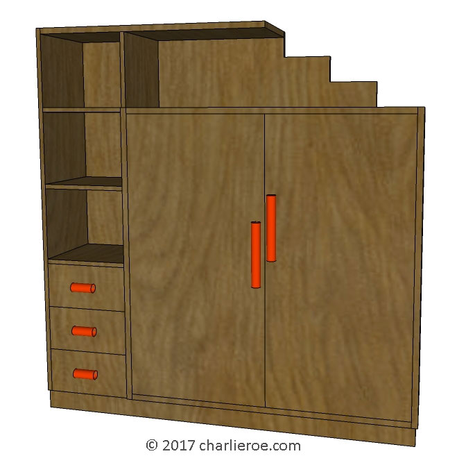 new Art Deco stepped Skyscraper style bookcase storage cabinet cupboard