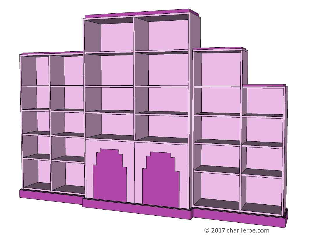 new Art Deco stepped Skyscraper style bookcase storage cabinet cupboard