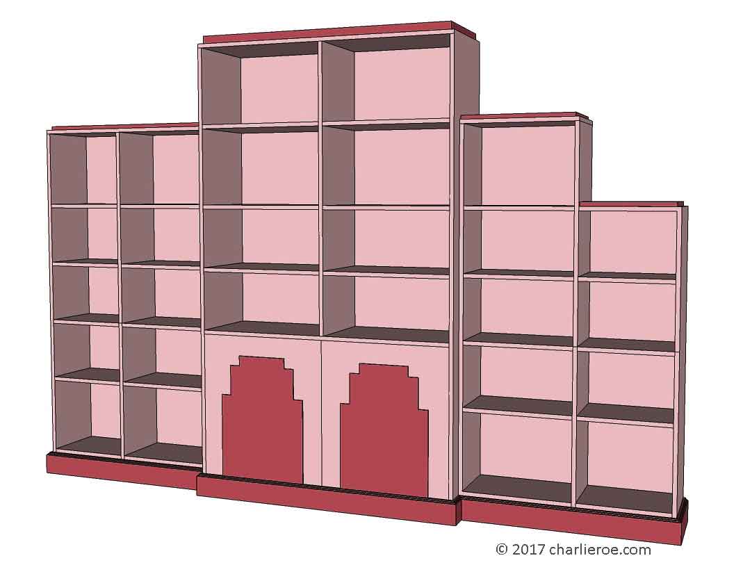new Art Deco stepped Skyscraper style bookcase storage cabinet cupboard