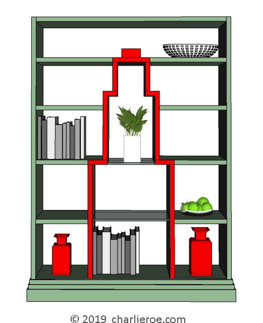 new Art Deco wood or painted bookcases with Skyscraper silhouette design furniture