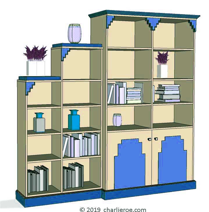 new Art Deco Skyscraper style stepped large bookcase display unit or room divider