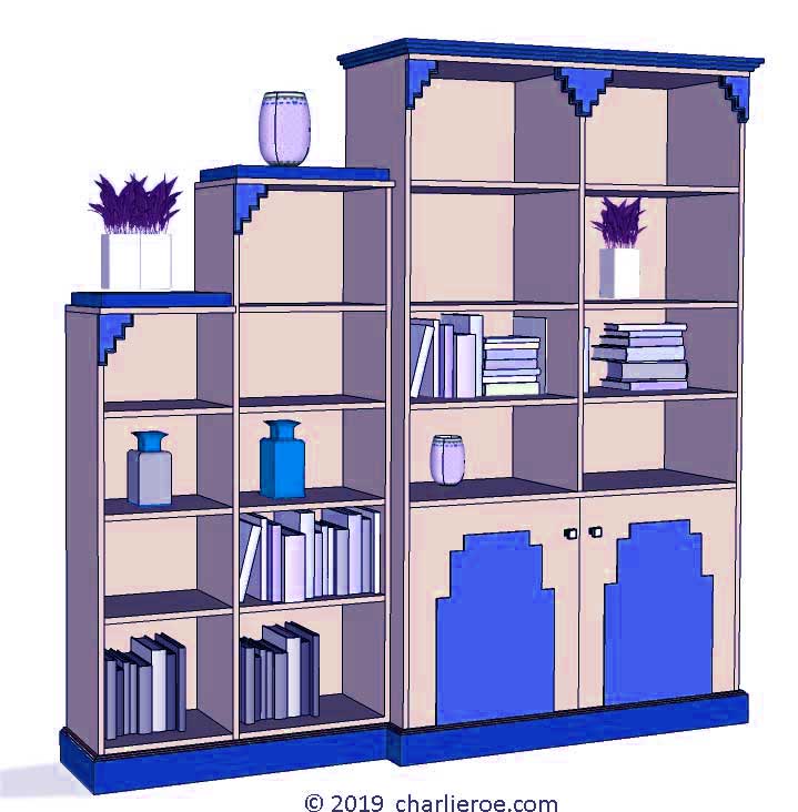 new Art Deco stepped Skyscraper style bookcase storage cabinet cupboard