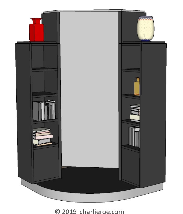 New Art Deco stepped Skyscraper style corner bookcase cuboard home office drinks cabinet storage unit with a painted lacquered finish