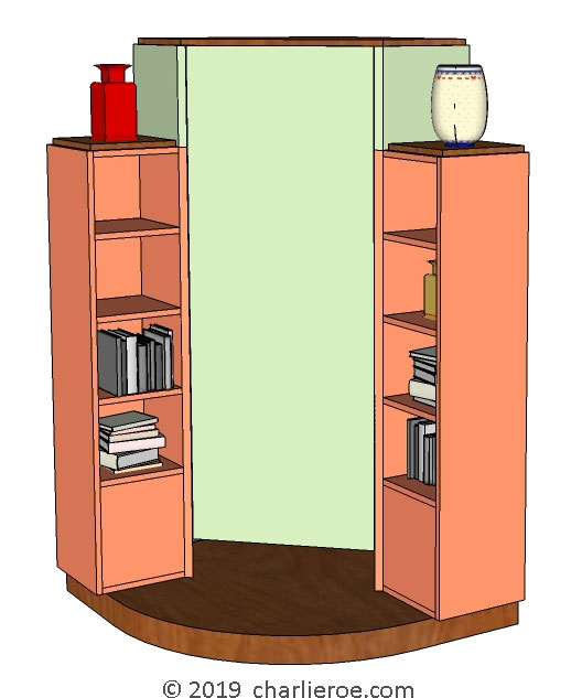 New Art Deco stepped Skyscraper style corner bookcase cuboard home office drinks cabinet storage unit with a painted lacquered finish
