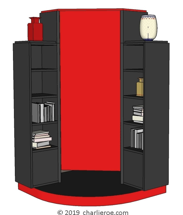 New Art Deco stepped Skyscraper style corner bookcase cuboard home office drinks cabinet storage unit with a painted lacquered finish