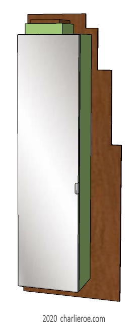 new Art Deco style veneered & painted lacquered wall hung 1 door bookcase storage cabinet cupboard with decorative door design