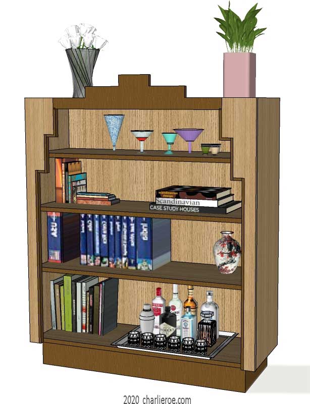 new Art Deco Skyscraper style stepped bookshelf display unit
