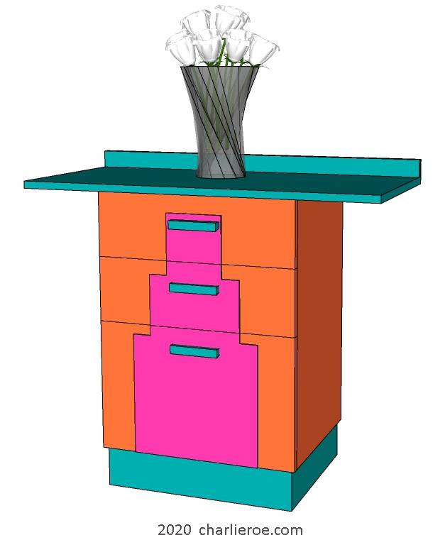 new Art Deco stepped Skyscraper style 1 door console side table sideboard cabinet cupboard storage unit