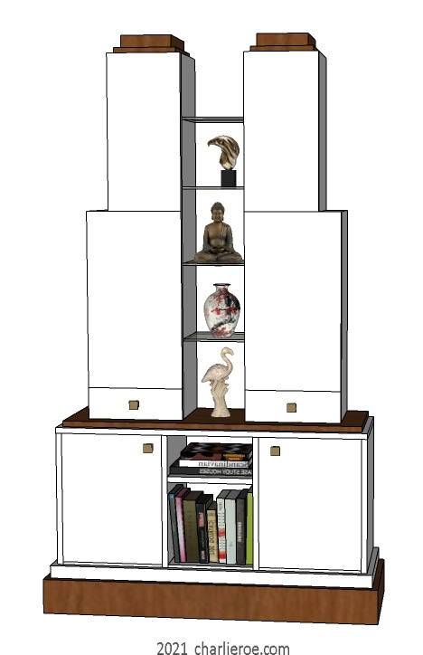 New Art Deco Skyscraper style bookcase or display shelf unit in painted/lacquered or wood finishes