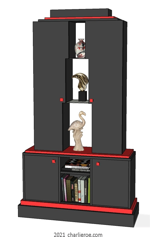 New Art Deco Skyscraper style bookcase or display shelf unit in painted/lacquered or wood finishes