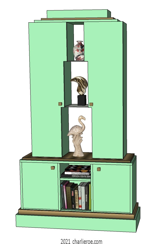 New Art Deco Skyscraper style bookcase or display shelf unit in painted/lacquered or wood finishes