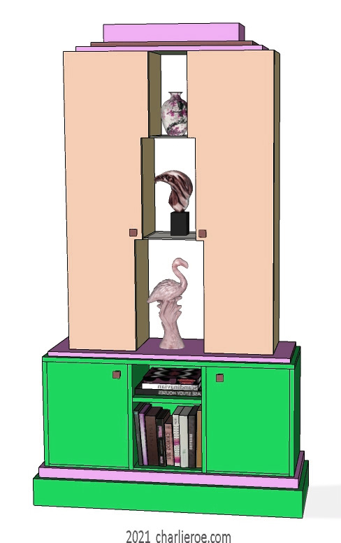 New Art Deco Skyscraper style bookcase or display shelf unit in painted/lacquered or wood finishes