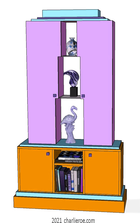 New Art Deco Skyscraper style bookcase or display shelf unit in painted/lacquered or wood finishes