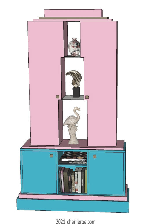 new Art Deco Skyscraper style stepped large bookcase display unit or room divider