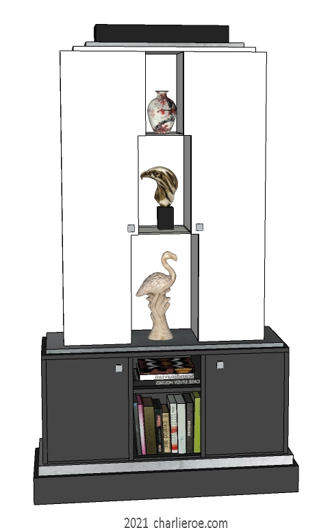 New Art Deco Skyscraper style bookcase or display shelf unit in painted/lacquered or wood finishes