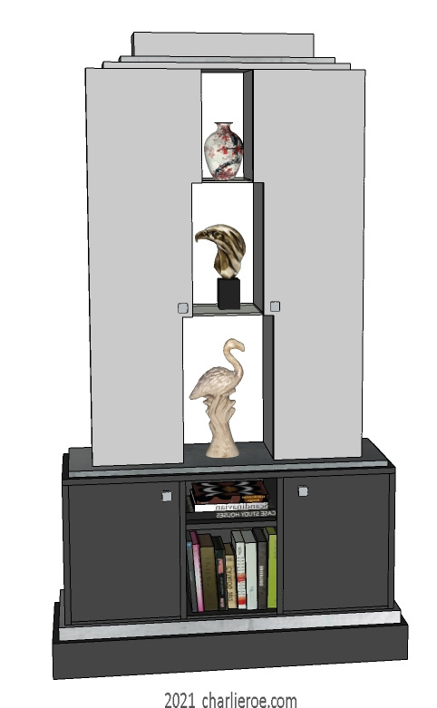 new Art Deco Skyscraper style stepped bookcase shelf display unit