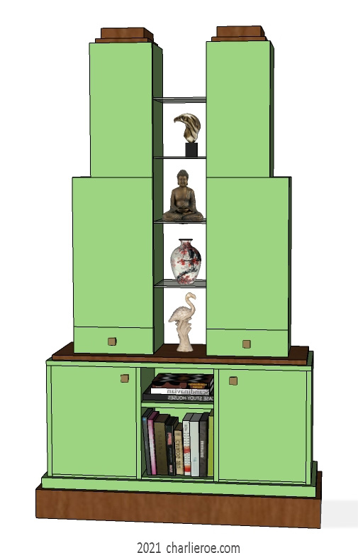 New Art Deco Skyscraper style bookcase or display shelf unit in painted/lacquered or wood finishes
