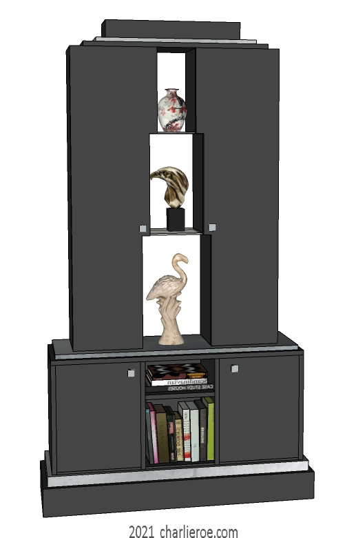 New Art Deco Skyscraper style bookcase or display shelf unit in painted/lacquered or wood finishes