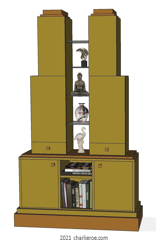 New Art Deco Skyscraper style bookcase or display shelf unit in painted/lacquered or wood finishes