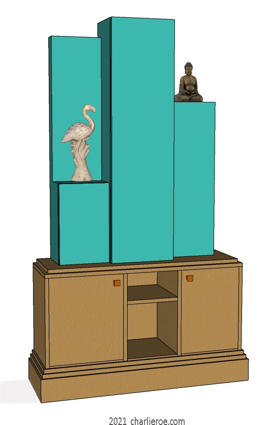New Art Deco Skyscraper style bookcase display shelf unit in painted/lacquered or wood finishes