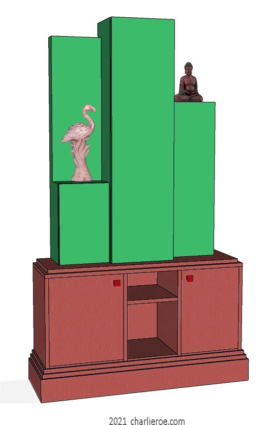 New Art Deco Skyscraper style bookcase display shelf unit in painted/lacquered or wood finishes