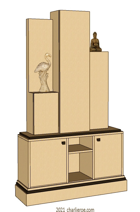 New Art Deco Skyscraper style bookcase display shelf unit in painted/lacquered or wood finishes