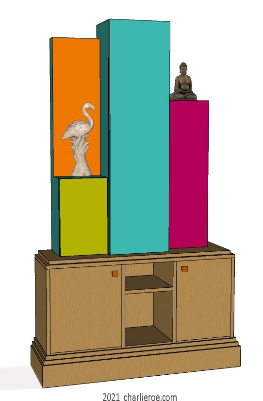 New Art Deco Skyscraper style bookcase display shelf unit in painted/lacquered or wood finishes